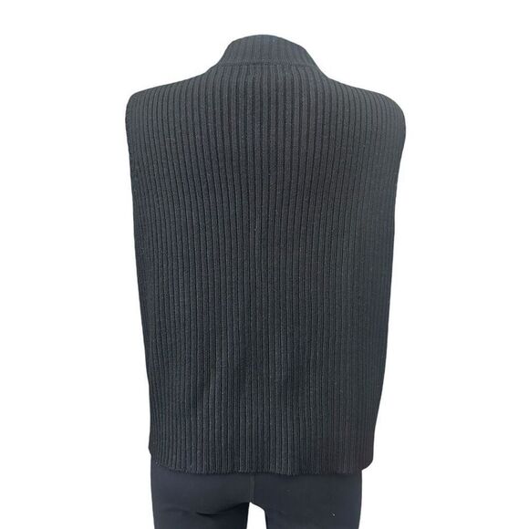 Women’s Vintage Full Zip Leather Mixed Media Ribbed Knit Sweater Vest sz‎ Large - Picture 5 of 8